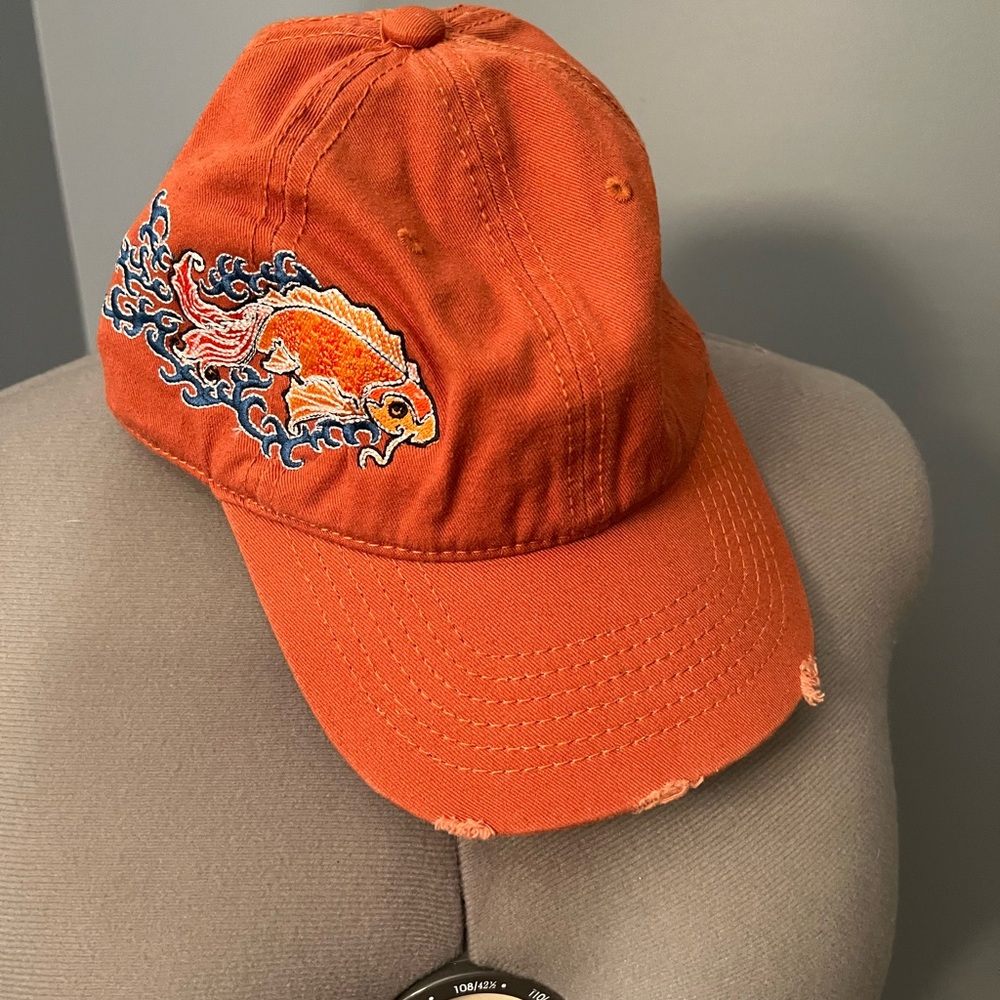 Orange Distressed Baseball Cap with Logo